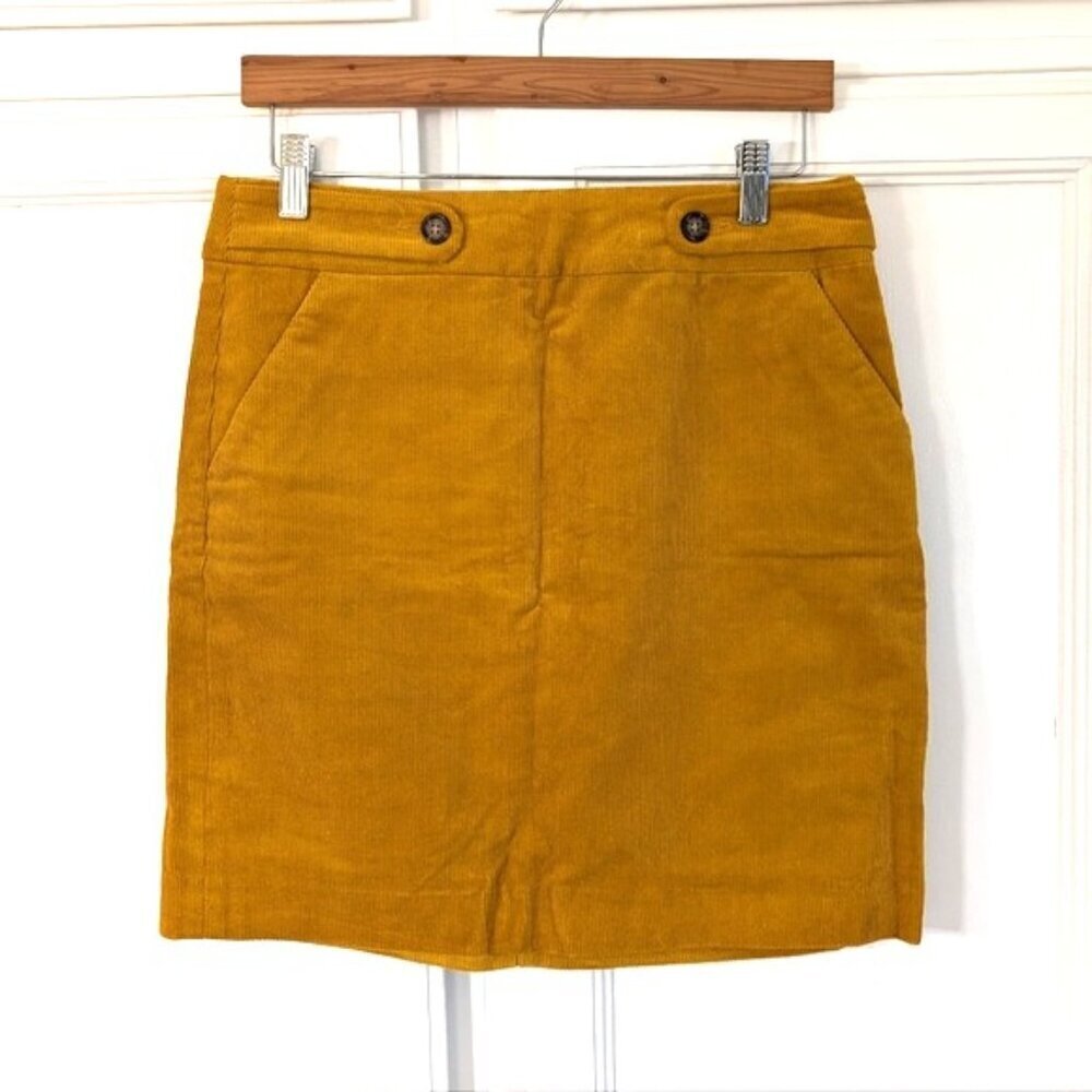 NWOT Banana Republic Corduroy Mini Skirt Mustard Yellow Size 4